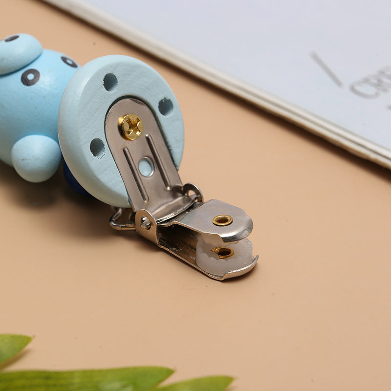 Cute Wooden Razor Bear Pacifier Chain