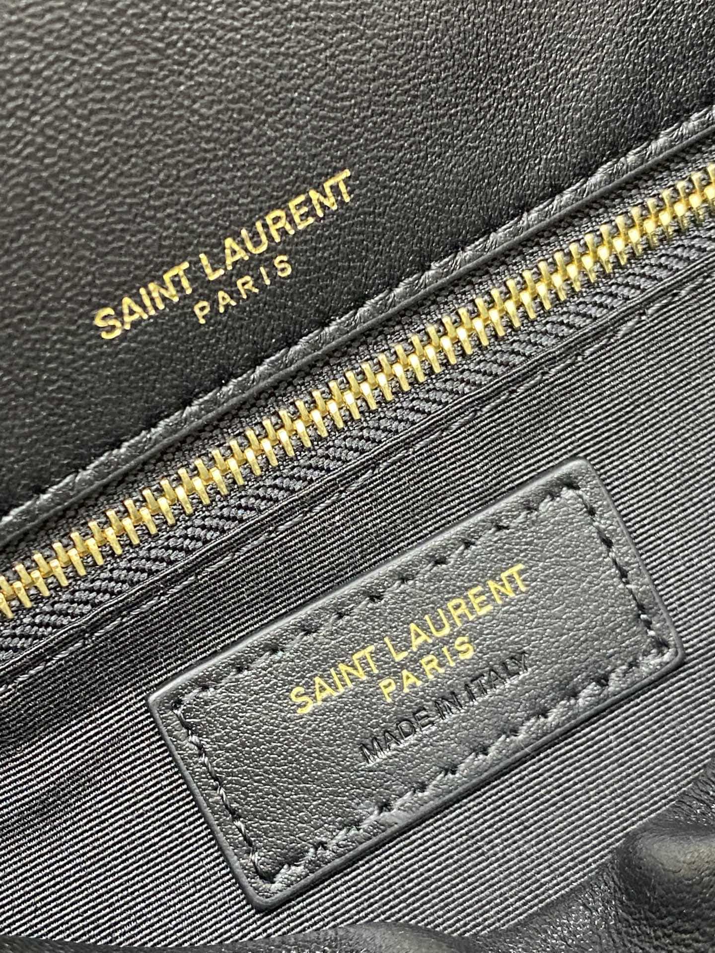 Saint Laurent black lambskin chain handbag