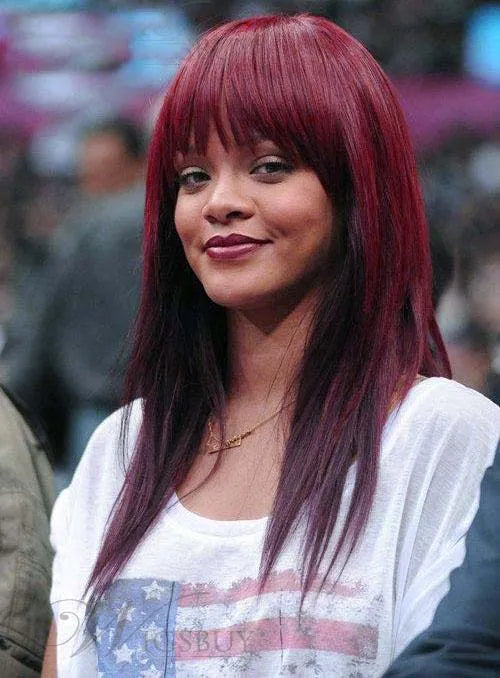 Fashionable Carefree Long Straight Red Wig 18 Inches 100% Human Hair