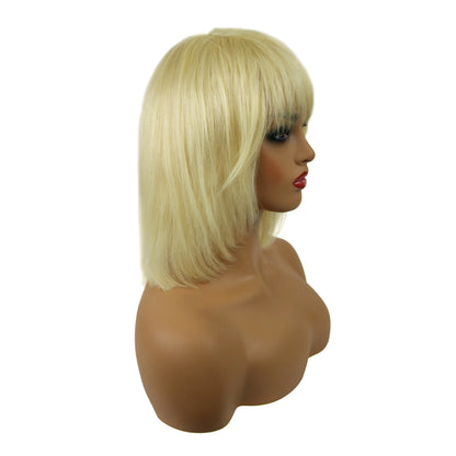 Short Natural Elegant Bob Straight Human Hair Capless Women Wig 10 Inches