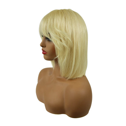 Short Natural Elegant Bob Straight Human Hair Capless Women Wig 10 Inches