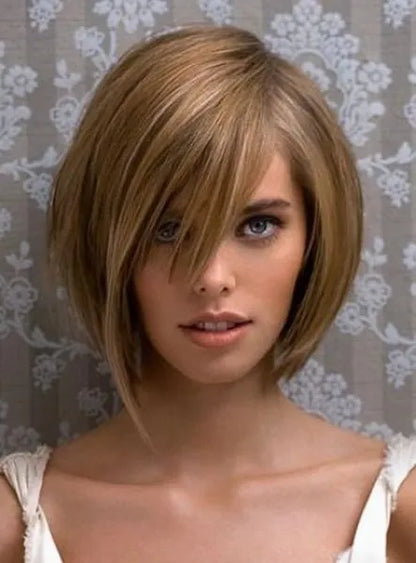 Graceful Carefree Medium Straight Brown Lace Wig 10 Inches 100% Human Hair
