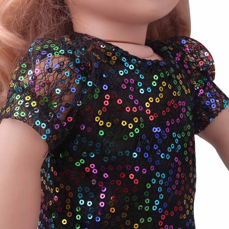 18 inch American Girl Sequined Mesh Princess Dress With Hair Band