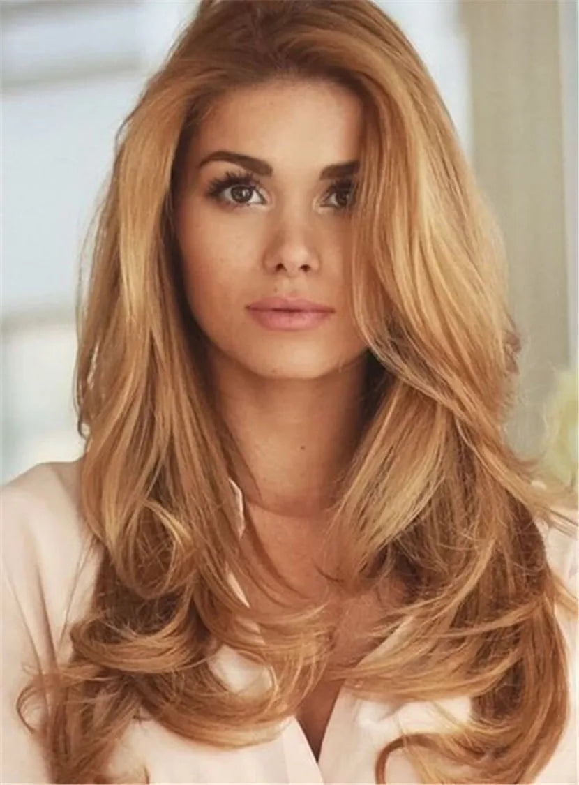 Natural Long Wavy Human Hair Full Lace Wig 22 Inches