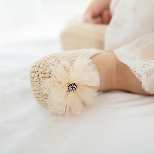 Lace Soft-soled Knitted Shoes for 17-24 Inches Reborn Dolls