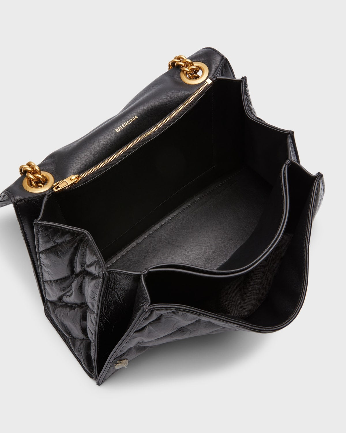 BALENCIAGA Crush Medium Chain Bag Quilted 12,2 x 7,8 x 2,7 in
