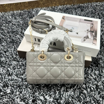 Dior Lady D-Joy Mini Bag Blue Lambskin size 16x9x5 cm