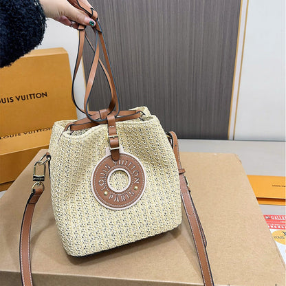 LV Louis Vuitton NOE PURSE Raffia Bucket Bag 18x18cm