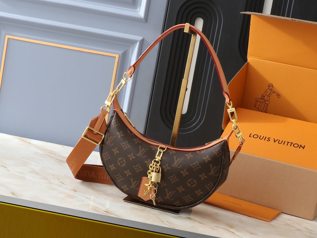 LOUIS VUITTON Looping Brown M12939 Monogram Bag 11 x 5.9 x 2.8 in