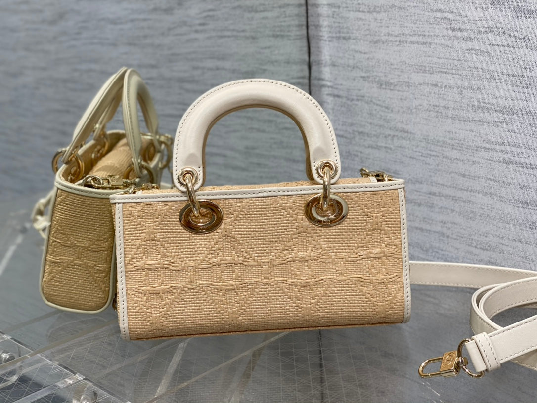 Dior Lady D-Joy Small Natural Macrocannage Raffia - 22.5x6x11.5cm