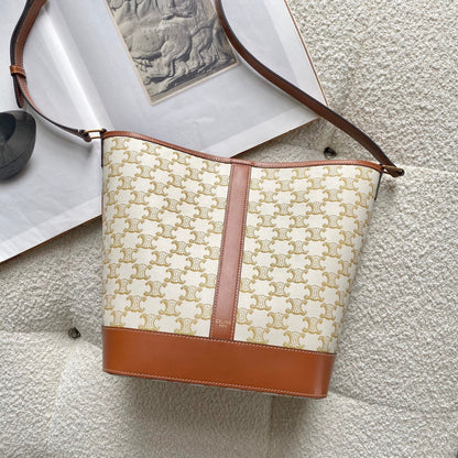 Celine flower white 33 medium bucket bag 33×27×17cm