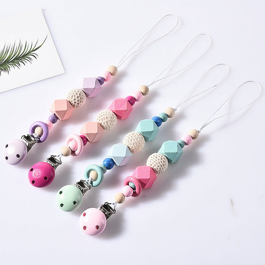 Cute Multicolor Wooden Pacifier Chain