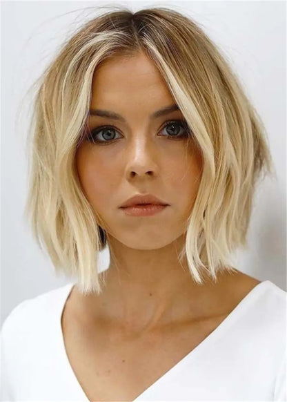 Short Bob Middle Parted Natural Straight Human Hair Wig
